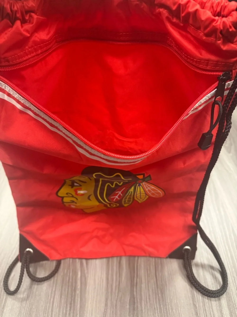 Chicago Blackhawks Red Sports Drawstring Backpack Sack Tote with Team Logo